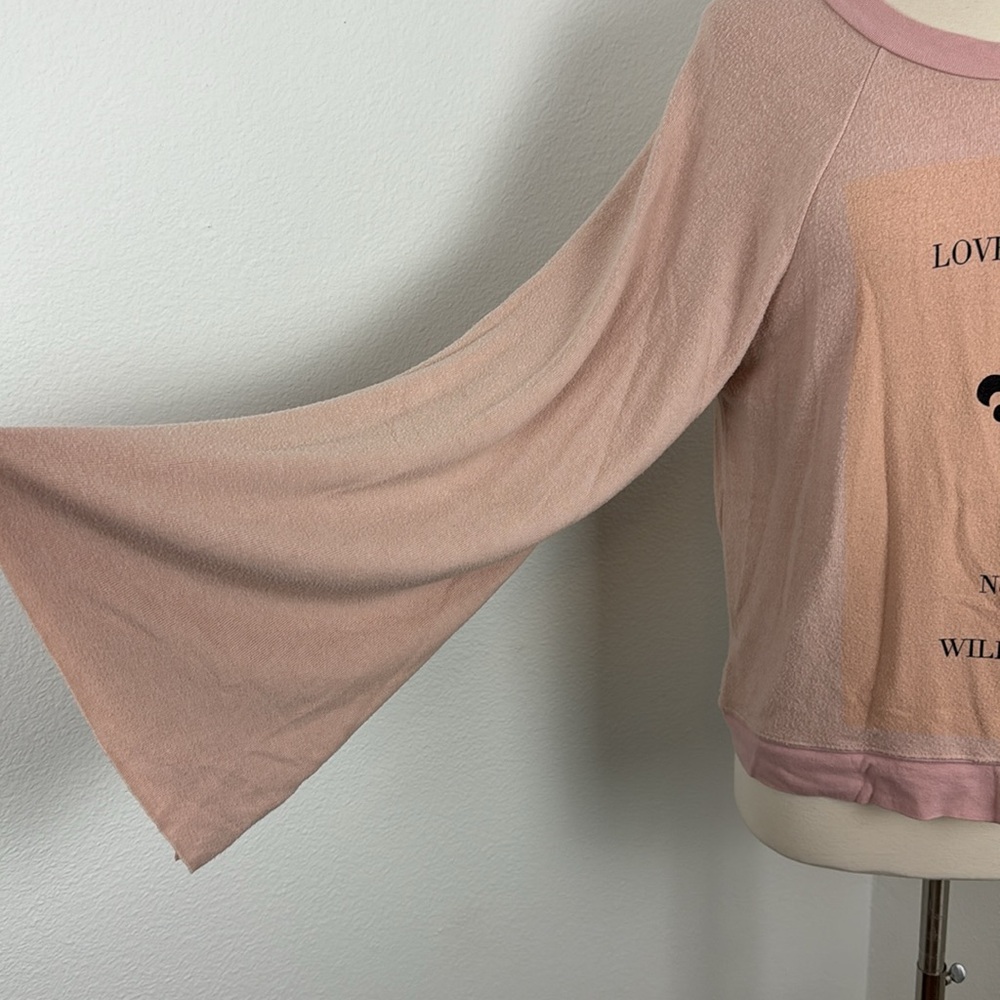 Wildfox Love Potion No 9 Blush Pink Bell Sleeve Sweatshirt Jumper, S - Picture 2 of 12